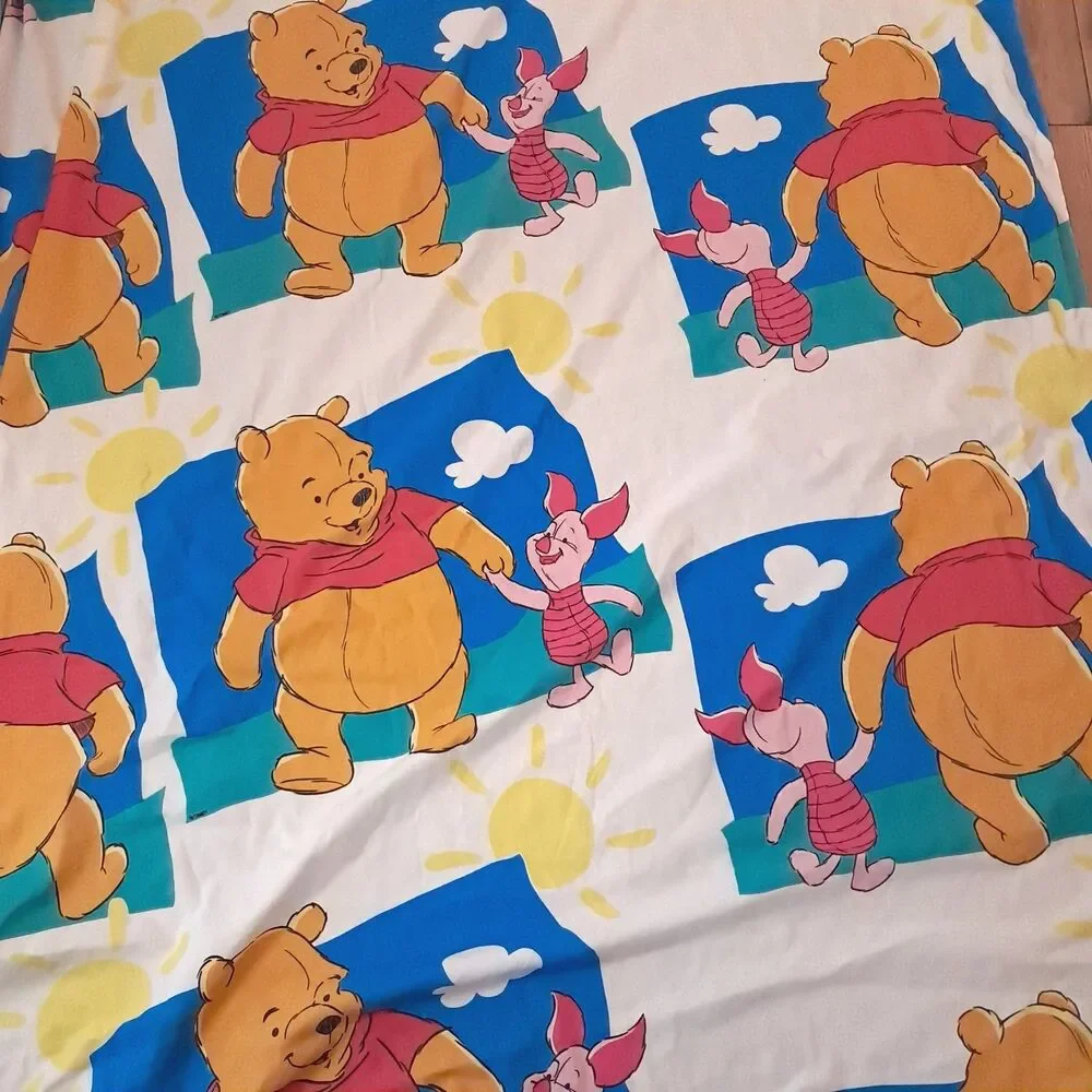 Vintage Winnie The Pooh Twin Sheet Set Fitted & Flat Piglet Disney clouds 1990s
